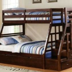 Bunk bed Twin over Full with Staircase and Storage FREE MATTRESSES!