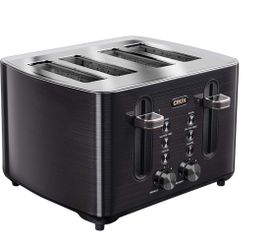 CRUX - 4 Slice Toaster Black Stainless Steels