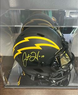 Justin Herbert Replica authenticated autographed helmet. Los Angeles Chargers