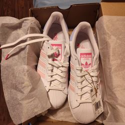 Adidas Pink, Magenta, and White Superstar W Women's Size 8