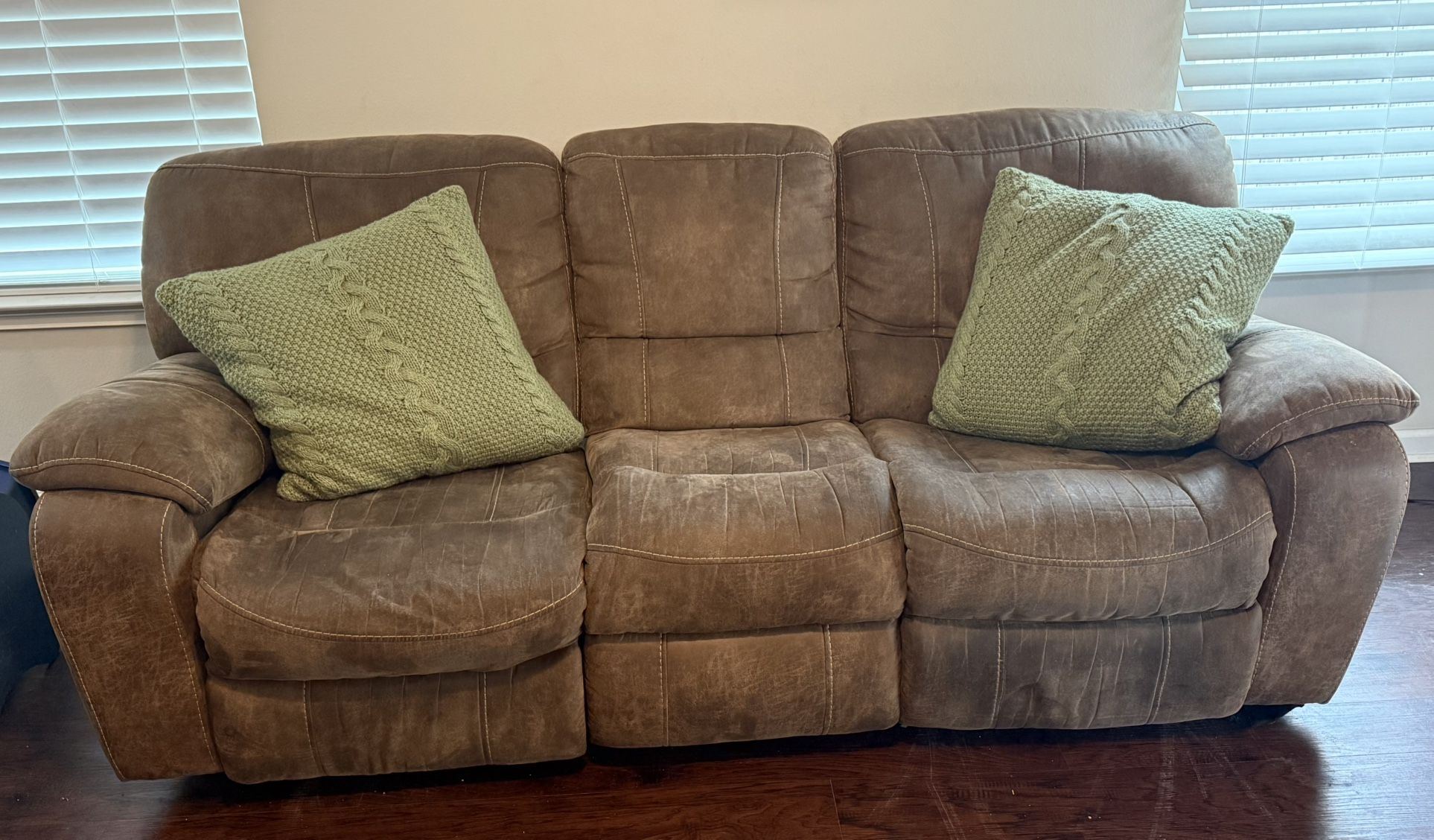 Brown Leather Reclining Sofa & Loveseat Set