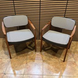 Mid Century Modern Solid Walnut Armchairs