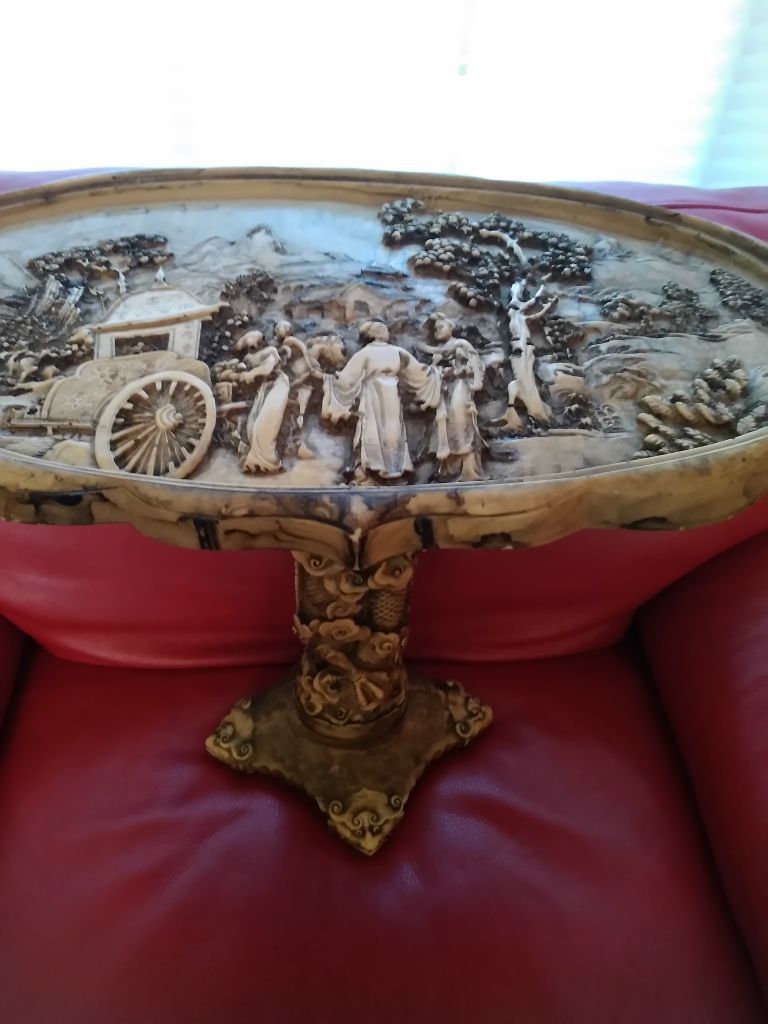 Antique Chinese Table,Old Ivory ? Stone?