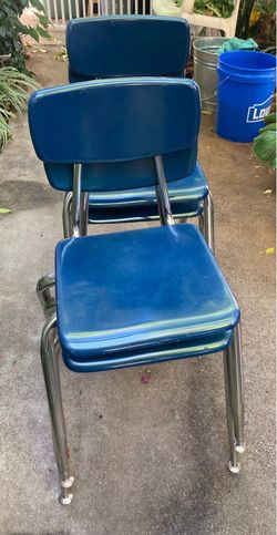 Virco class room stack chairs navy blue set of 4