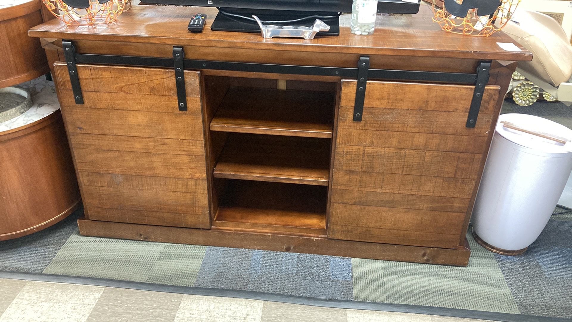Tv Stand W/ Rolling Bar And Drawer