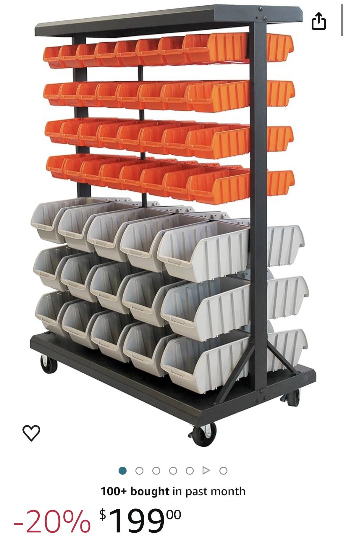 TRINITY Dual-Sided Mobile, Black Rolling Bin Rack 19.75 x 35.50 x 48.50 inches