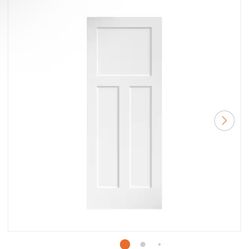 *32 in. x 80 in. x 1-3/8 in. Shaker White Primed T-Shape 3-Panel Solid Core Wood Interior Slab Door