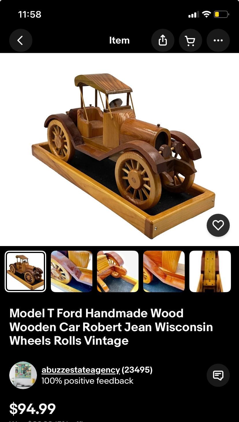 1915 Ford Model T Touring Wooden Handmade Die cast