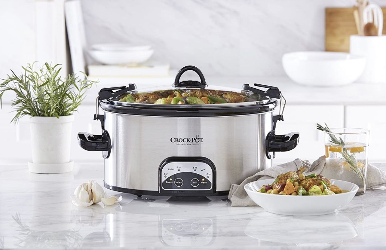 Crock-Pot 6-Quart Food Warmer Cook & Carry Oval Slow Cooker, Stainless Steel