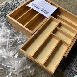 2-Tiered Wood Cutlery Drawer