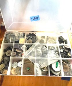 Box of Gray Vintage Buttons