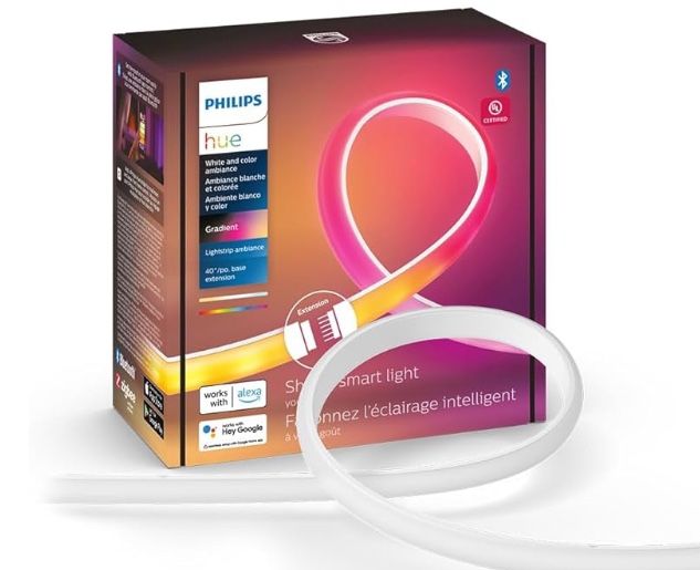 Philips Hue Indoor 3-Foot Smart LED Light Strip Extension - Flowing Multicolor Effect