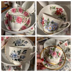 English Bone China Tea Cup Sets (see all pics)