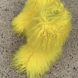 Yellow Real Fur Shaggy Boots Size 6.5 And 7 Message Your Size 