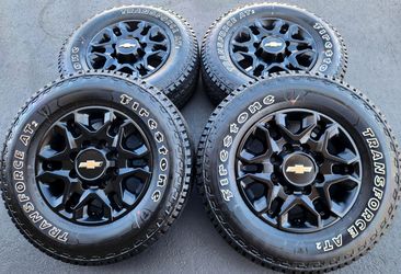 18" Chevy Silverado 2500 New Satin Black Wheels and Tires