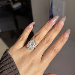 20ct oval cut big real Moissanite vvs1 color D ring size 6