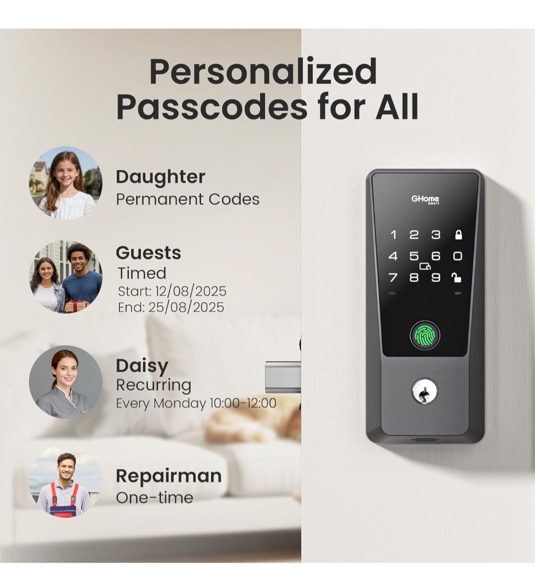 Ghome Wifi Smart Lock For Front Door 6 In 1,New Products : American Fashion Style Bags On Sale