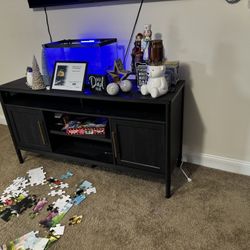 Entertainment Center And Two Bar Stool Table 