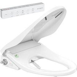 Electric Bidet Toilet Seat with Instant Warm Bidet Wash & Warm Air Dryer, Self-Cleaning Stainless Steel Nozzle, Soft Close Lid, Elongated