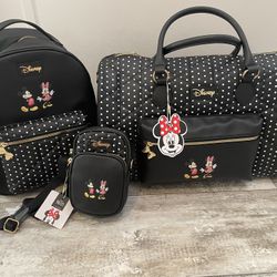NWT Mickey Minnie Weekender Bag, Backpack And Phone Crossbody Bag