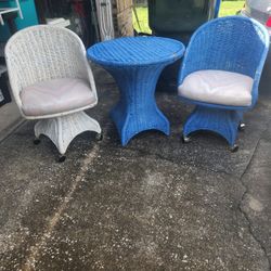 Table And 2 Chairs With Large Glass Top