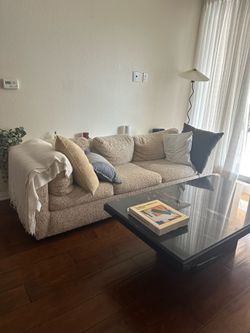 Sofa + Real Marble Coffee Table Set