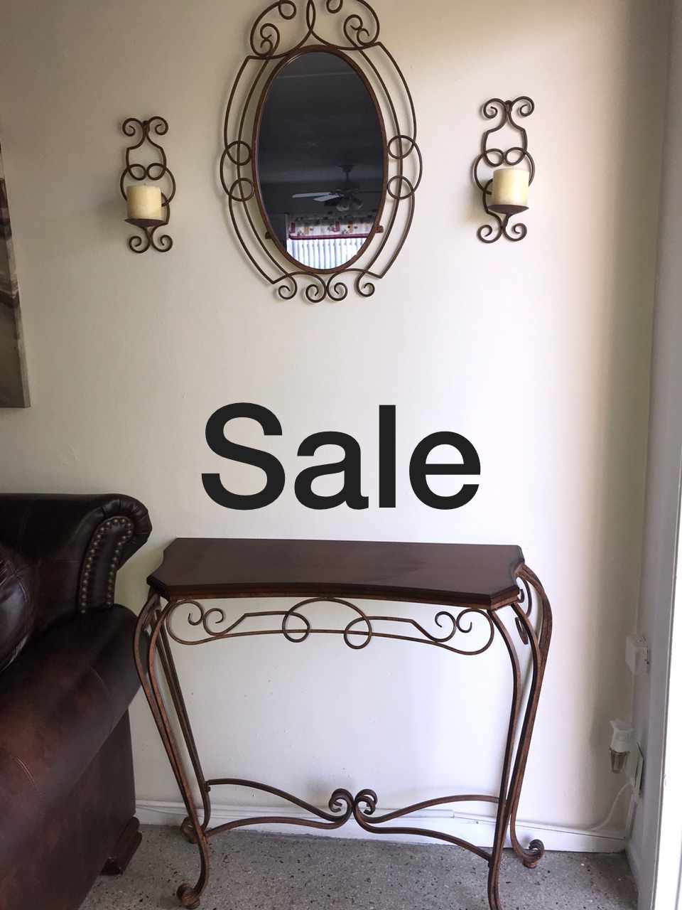 Console table mirror and candleholder