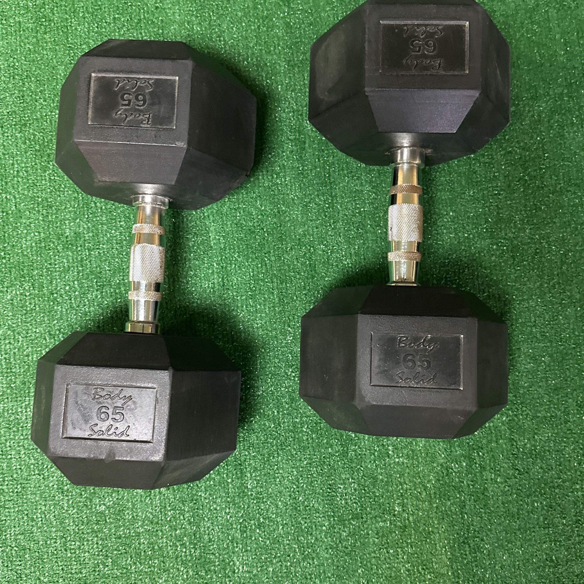 65 Lb Body solid Dumbbell Pair