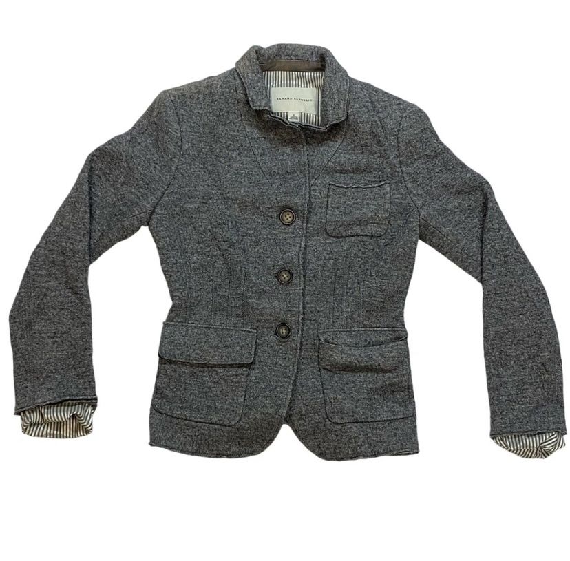 Banana Republic Women's Sz 0 Dark Gray Tweed Blazer Jacket Casual Business