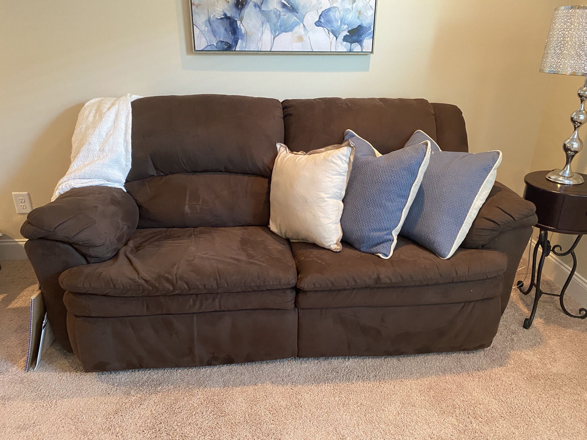 Must Sell! Brown Microfiber Loveseat Couch