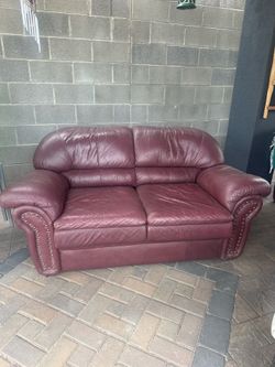 Burgundy Leather Sofa & Love seat