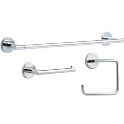 Delta 'Lyndall' 3-Piece Bath Hardware Set w/24" Towel Bar, Polished Chrome