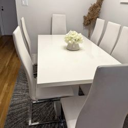 White Dining Table and Chairs Set