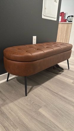 Leather  Bench with storage