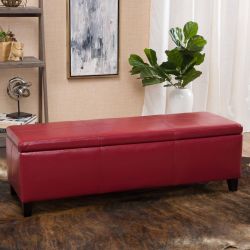 Glouster Red Faux Leather Storage Bench