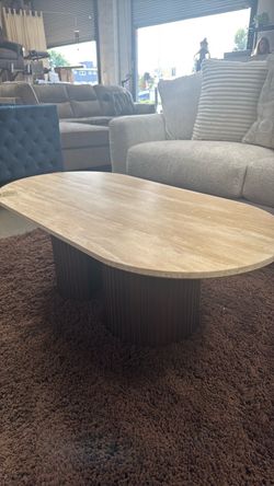 Oval Coffee Table with Fluted Base