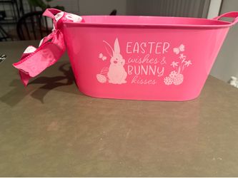 🐰 Pink Easter Bunny Basket Bin 🌸✨