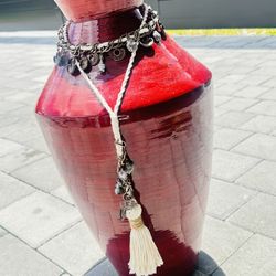 Red Plastic Vase -21.5 In tall