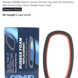 Raizidom GRABO Electric Vacuum Suction Cup Lifter for Wood DryWall Granite Glass Tiles (1 Rubber Foam Seal)