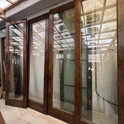 Wood Walnut Sliding Glass Doors 12’x9’