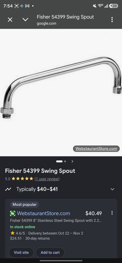 commercial-grade Fisher 54399 spout features a 2.2 GPM aerator
