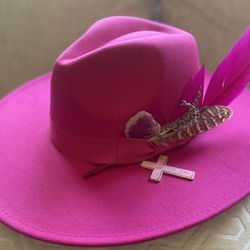Hot Pink rancher Hat Rodeo Southern Cross Theme One Size Fits All