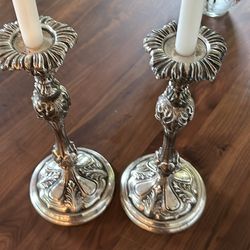 Silver 14 Inch Candle Sticks!!! Early 1900’s!