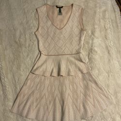 BCBGMAXAZRIA BCBG Queeny Matching Skirt And Top Set peach White Knit Small
