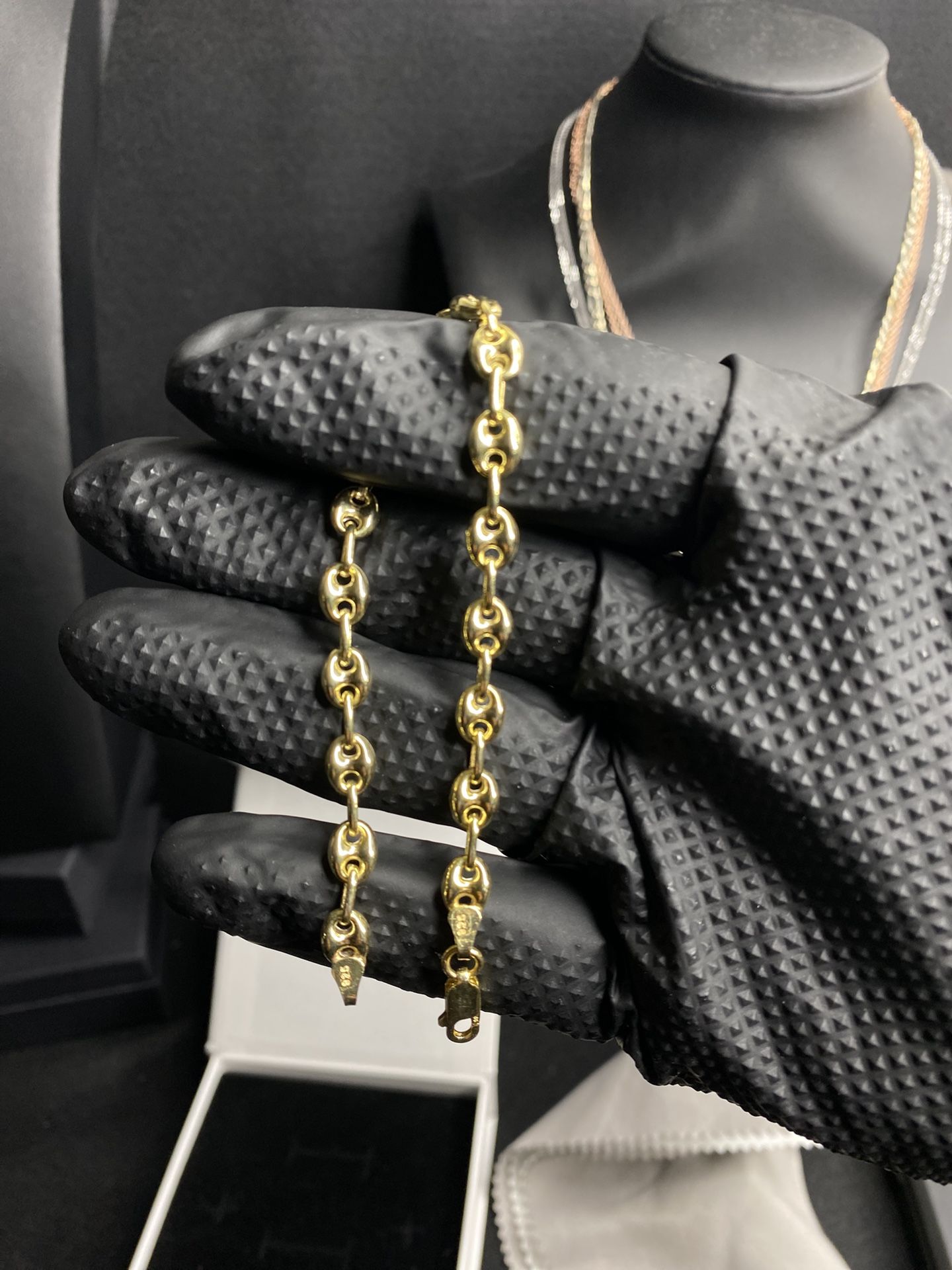 925 Silver (gold Over Silver) Mariner Puff Bracelet 8β