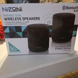 Nizoni Pairable Dual Wireless Speakers Bluetooth 5.0 30 ft Range Stereo Sound