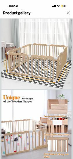 Wooden baby play pen