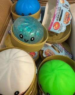 12 flour/glitter crazy squishy dumpling same face assorted colors large