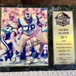 Jackie Slater Engraved Autographed Plaque 