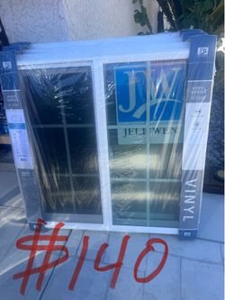 JELD-WEN V-2500 35-1/2-in x 35-1/2-in Left-Handed White with White Interior Vinyl Sliding Window With Ann...